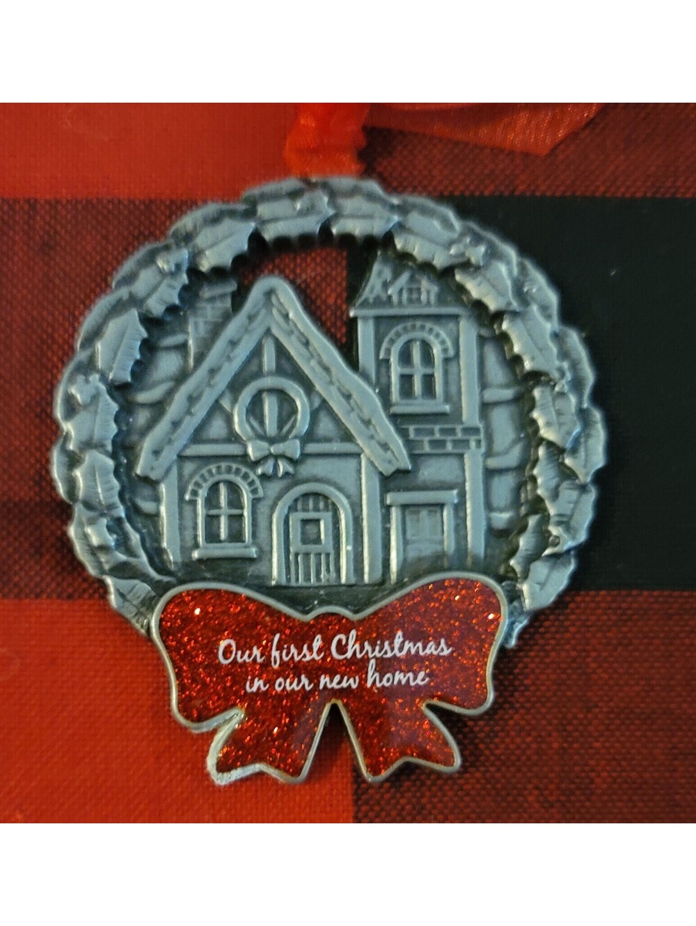 GLORIA DUNKIN HOLIDAY TREE ORNAMENT 'OUR FIRST CHRISTMAS IN OUR NEW HOME' SILVER